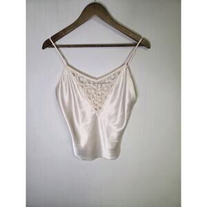 Calvin Klein Cream Lace Satin Slip Top Size Medium Adjustable Straps